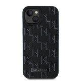 Karl Lagerfeld PU Leather Monogram Metal Logo Magsafe Zadní Kryt pro iPhone 15 Black