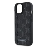 Karl Lagerfeld PU Leather Monogram Metal Logo Magsafe Zadní Kryt pro iPhone 15 Black