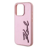 Karl Lagerfeld Wrinkled PU Signature Logo Zadní Kryt pro iPhone 15 Pro Max Pink