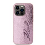 Karl Lagerfeld Wrinkled PU Signature Logo Zadní Kryt pro iPhone 15 Pro Pink