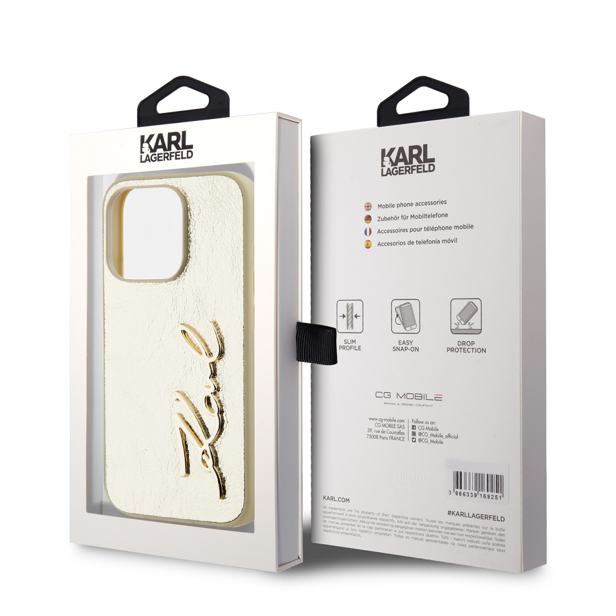 Karl Lagerfeld Wrinkled PU Signature Logo Zadní Kryt pro iPhone 15 Pro Max Gold