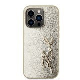 Karl Lagerfeld Wrinkled PU Signature Logo Zadní Kryt pro iPhone 15 Pro Gold