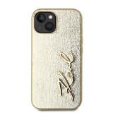 Karl Lagerfeld Wrinkled PU Signature Logo Zadní Kryt pro iPhone 15 Gold