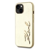 Karl Lagerfeld Wrinkled PU Signature Logo Zadní Kryt pro iPhone 15 Gold