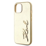 Karl Lagerfeld Wrinkled PU Signature Logo Zadní Kryt pro iPhone 15 Gold