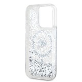 Karl Lagerfeld Liquid Glitter Karl Head MagSafe Zadní Kryt pro iPhone 15 Pro Transparent