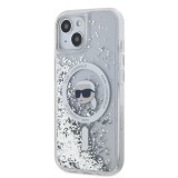 Karl Lagerfeld Liquid Glitter Karl Head Magsafe Zadní Kryt pro iPhone 15 Transparent