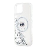 Karl Lagerfeld Liquid Glitter Karl Head Magsafe Zadní Kryt pro iPhone 15 Transparent