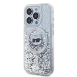 Karl Lagerfeld Liquid Glitter Choupette Head MagSafe Zadní Kryt pro iPhone 15 Pro Max Transparent