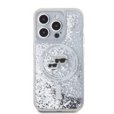 Karl Lagerfeld Liquid Glitter Karl and Choupette Heads MagSafe Zadní Kryt pro iPhone 15 Pro Max Transparent