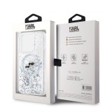 Karl Lagerfeld Liquid Glitter Karl and Choupette Heads MagSafe Zadní Kryt pro iPhone 15 Pro Max Transparent