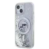 Karl Lagerfeld Liquid Glitter Karl and Choupette Heads MagSafe Zadní Kryt pro iPhone 15 Transparent