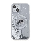 Karl Lagerfeld Liquid Glitter Karl and Choupette Heads MagSafe Zadní Kryt pro iPhone 14 Transparent