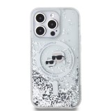 Karl Lagerfeld Liquid Glitter Karl and Choupette Heads MagSafe Zadní Kryt pro iPhone 13 Pro Max Transparent