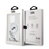 Karl Lagerfeld Liquid Glitter Karl and Choupette Heads MagSafe Zadní Kryt pro iPhone 13 Pro Transparent