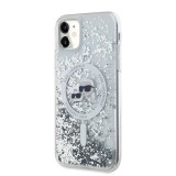 Karl Lagerfeld Liquid Glitter Karl and Choupette Heads Magsafe Zadní Kryt pro iPhone 11 Transparent