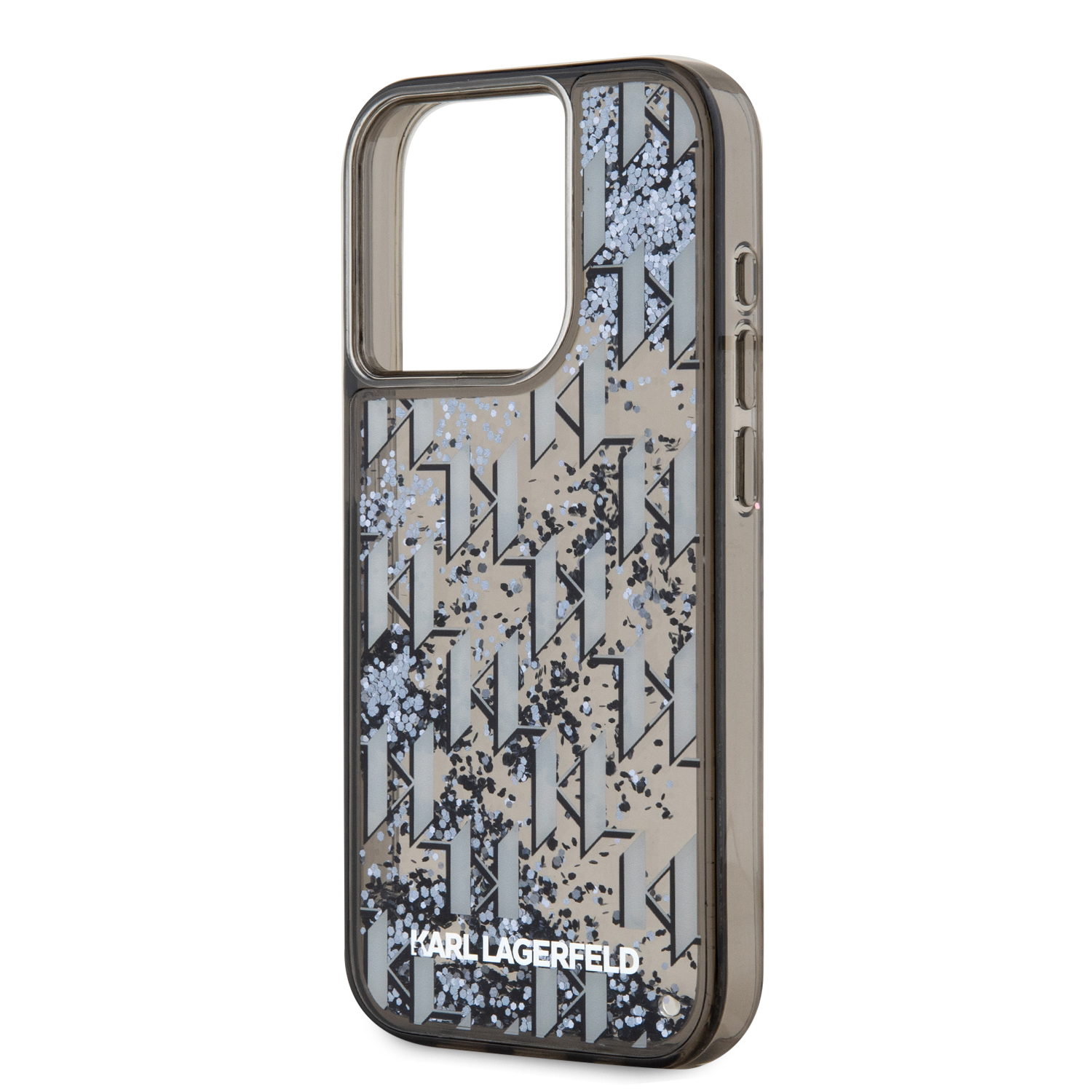 Karl Lagerfeld Liquid Glitter Monogram Gradient Zadní Kryt pro iPhone 15 Pro Max Black