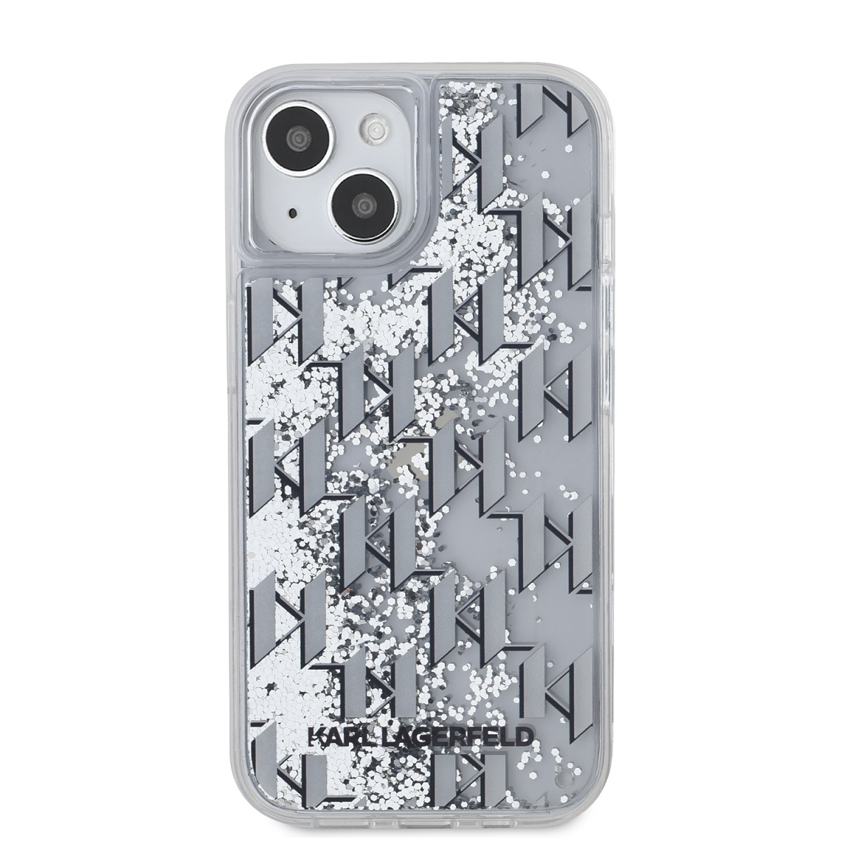 Karl Lagerfeld Liquid Glitter Monogram Gradient Zadní Kryt pro iPhone 15 White