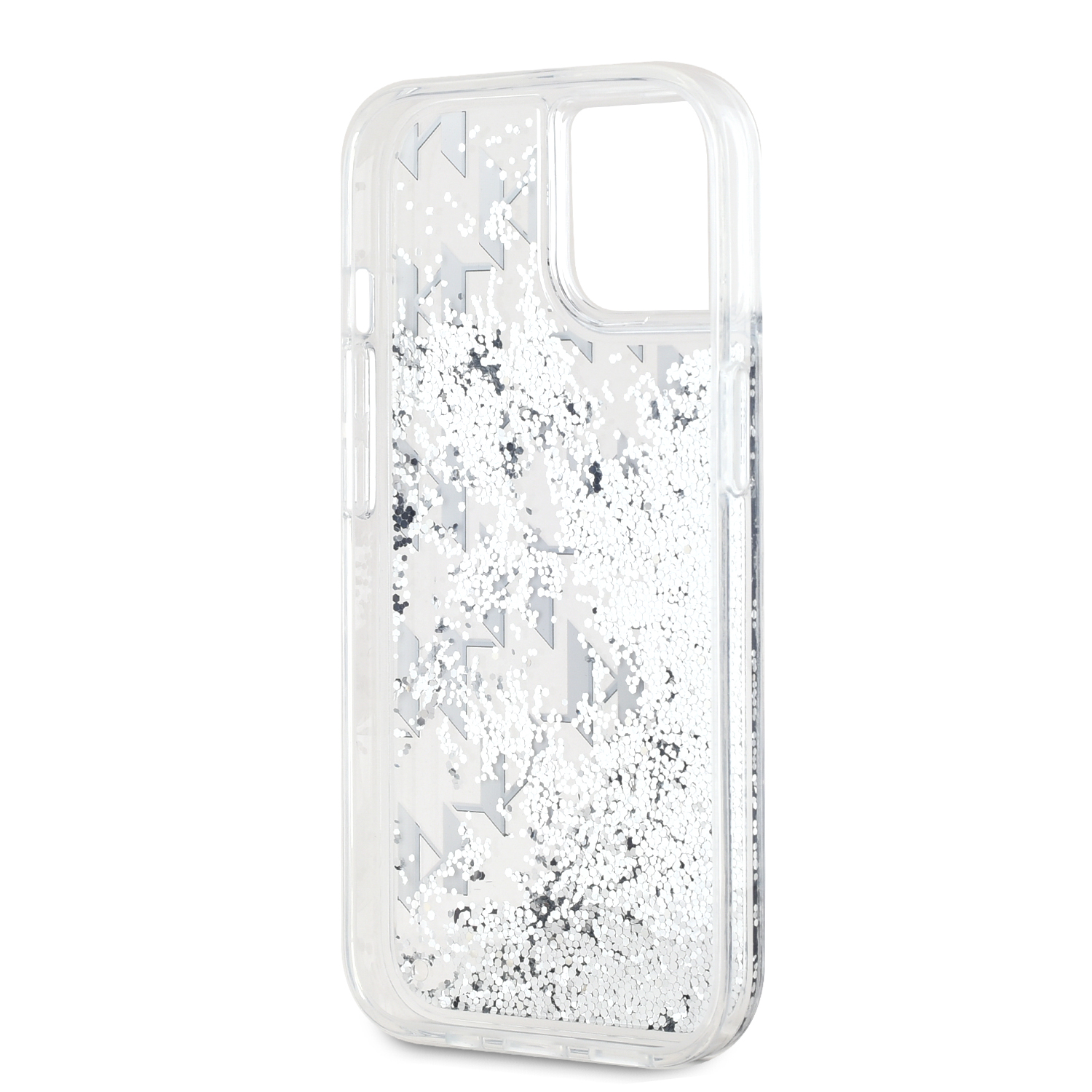 Karl Lagerfeld Liquid Glitter Monogram Gradient Zadní Kryt pro iPhone 15 White