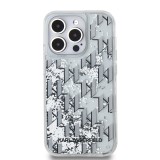 Karl Lagerfeld Liquid Glitter Monogram Gradient Zadní Kryt pro iPhone 14 Pro White