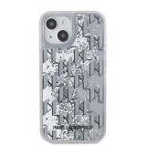 Karl Lagerfeld Liquid Glitter Monogram Gradient Zadní Kryt pro iPhone 14 White