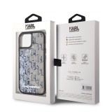 Karl Lagerfeld Liquid Glitter Monogram Gradient Zadní Kryt pro iPhone 14 Black