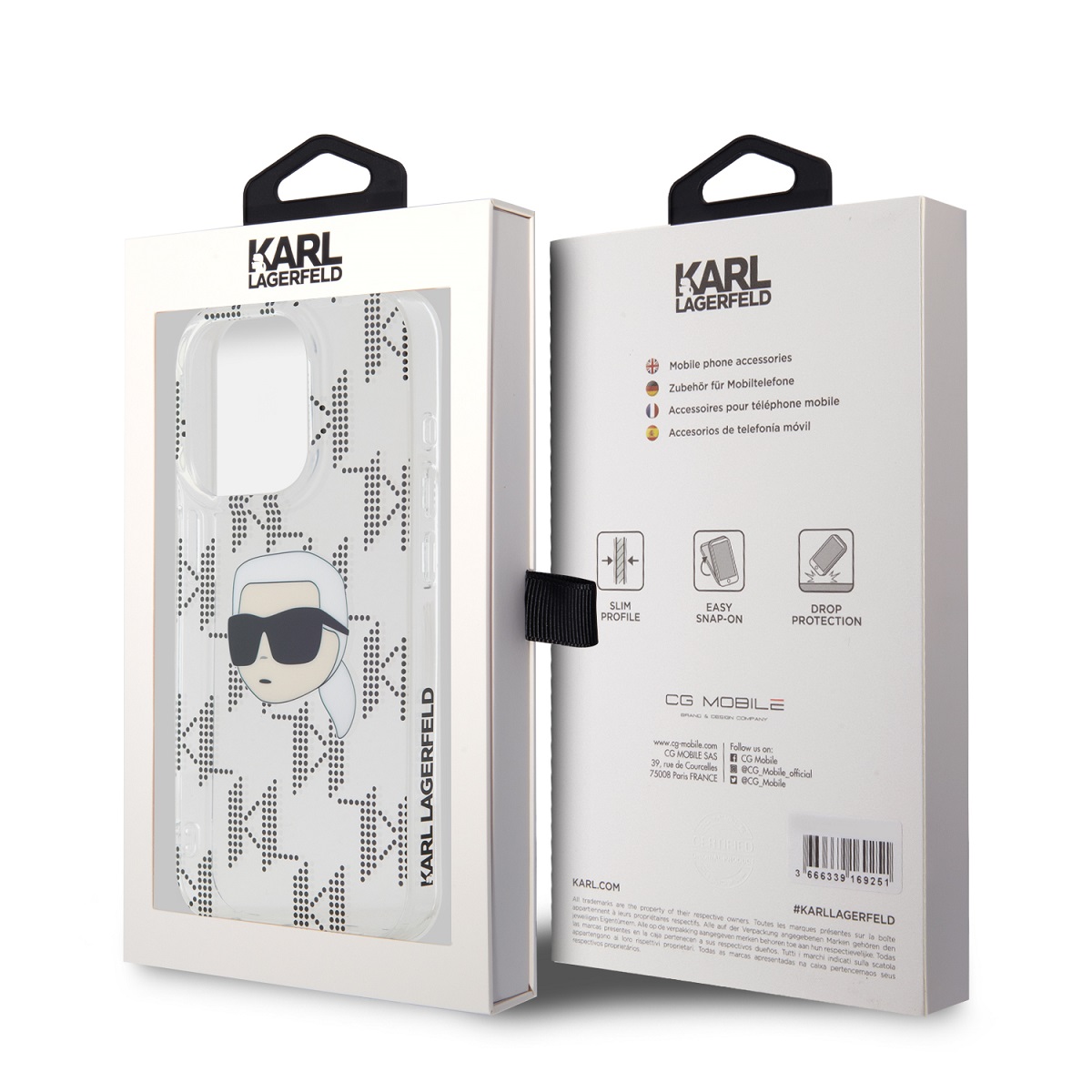 Karl Lagerfeld IML Electroplated Karl Head Zadní Kryt pro iPhone 15 Pro Max Transparent