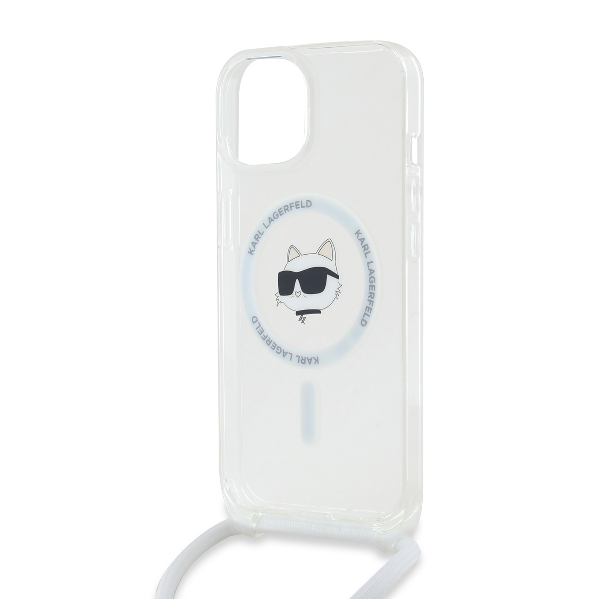 Karl Lagerfeld IML Crossbody Choupette Head Magsafe Zadní Kryt pro iPhone 15 Transparent