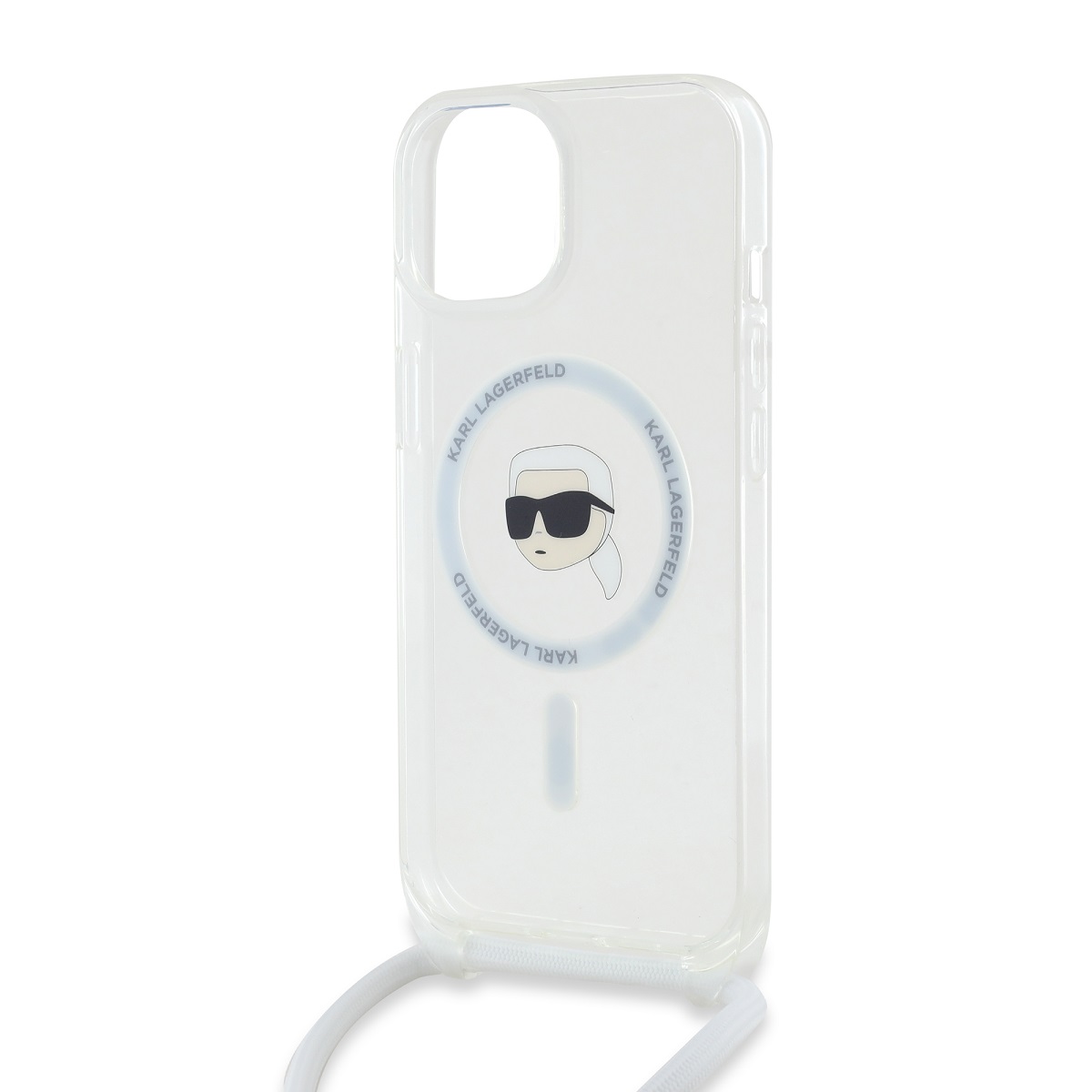 Karl Lagerfeld IML Crossbody Karl Head Magsafe Zadní Kryt pro iPhone 15 Transparent