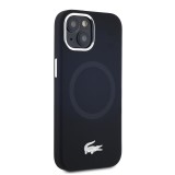 Lacoste Liquid Silicone Microfiber Silver Croc Logo MagSafe Zadní Kryt pro iPhone 15 Black