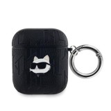 Pouzdro Karl Lagerfeld PU Embossed Choupette Head pro AirPods 1/2, černá