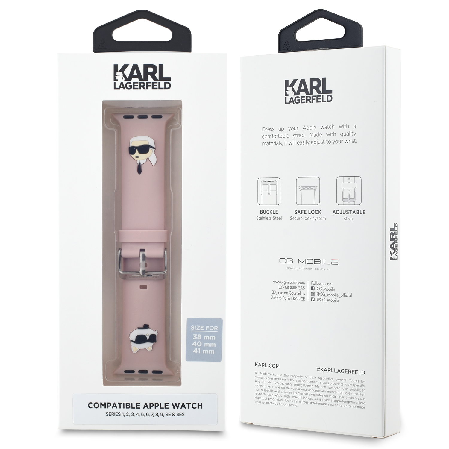 Karl Lagerfeld Karl and Choupette Head NFT Řemínek pro Apple Watch 38/40/41 Pink