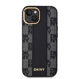 DKNY PU Leather Checkered Pattern Magsafe Zadní Kryt pro iPhone 15 Black