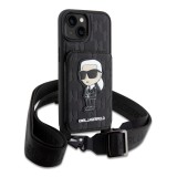 Karl Lagerfeld Saffiano Monogram Crossbody Popruh Ikonik NFT Kryt pro iPhone 14 Black