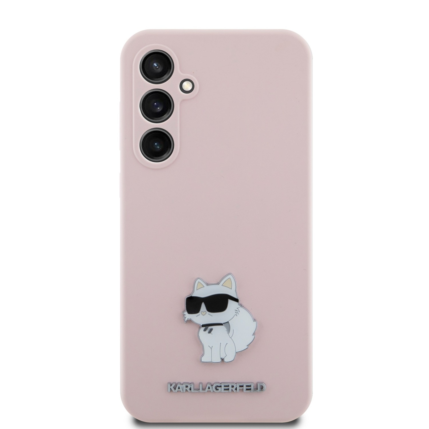 Karl Lagerfeld Liquid Silicone Metal Choupette Zadní Kryt pro Samsung Galaxy S23 FE Pink