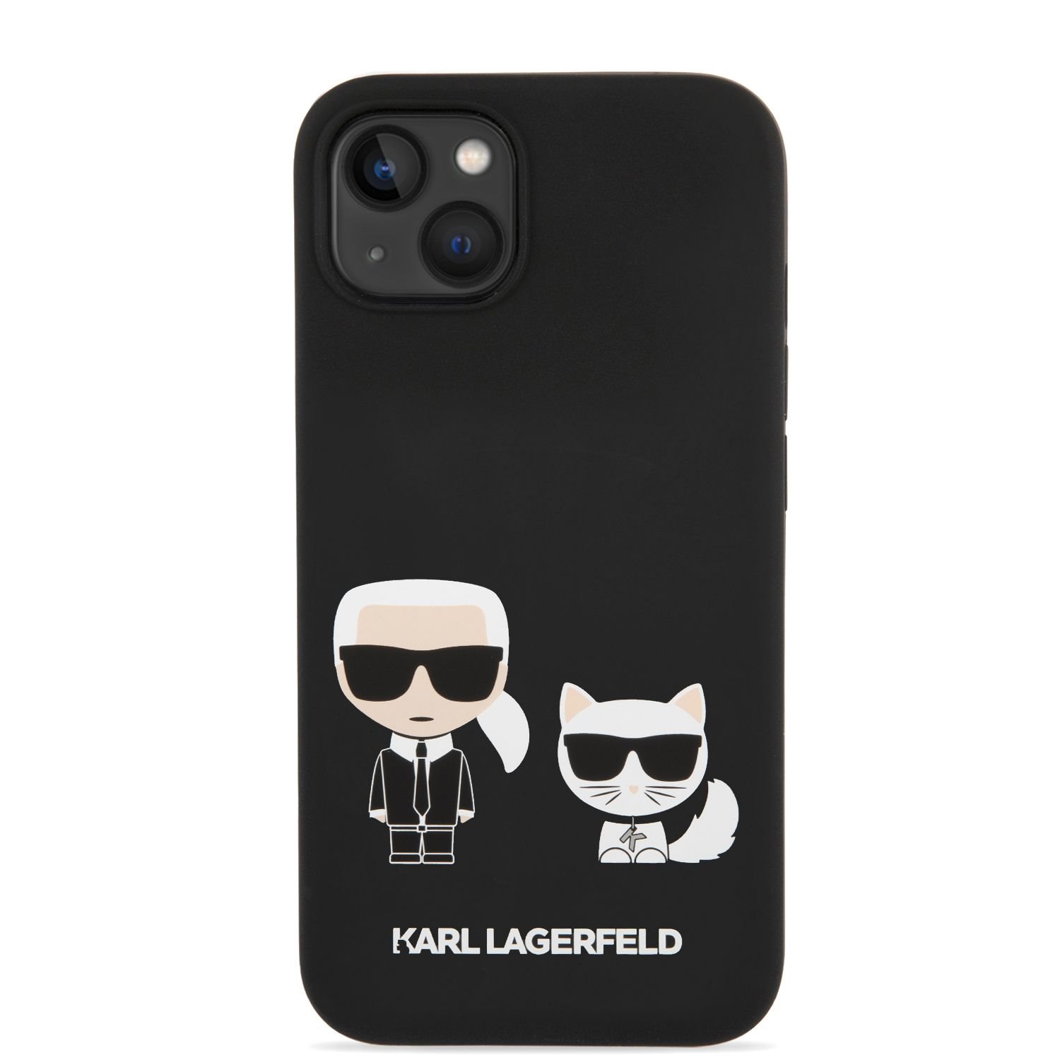 Karl Lagerfeld MagSafe Kompatibilní Kryt Liquid Silicone Karl and Choupette pro iPhone 14 Plus Black