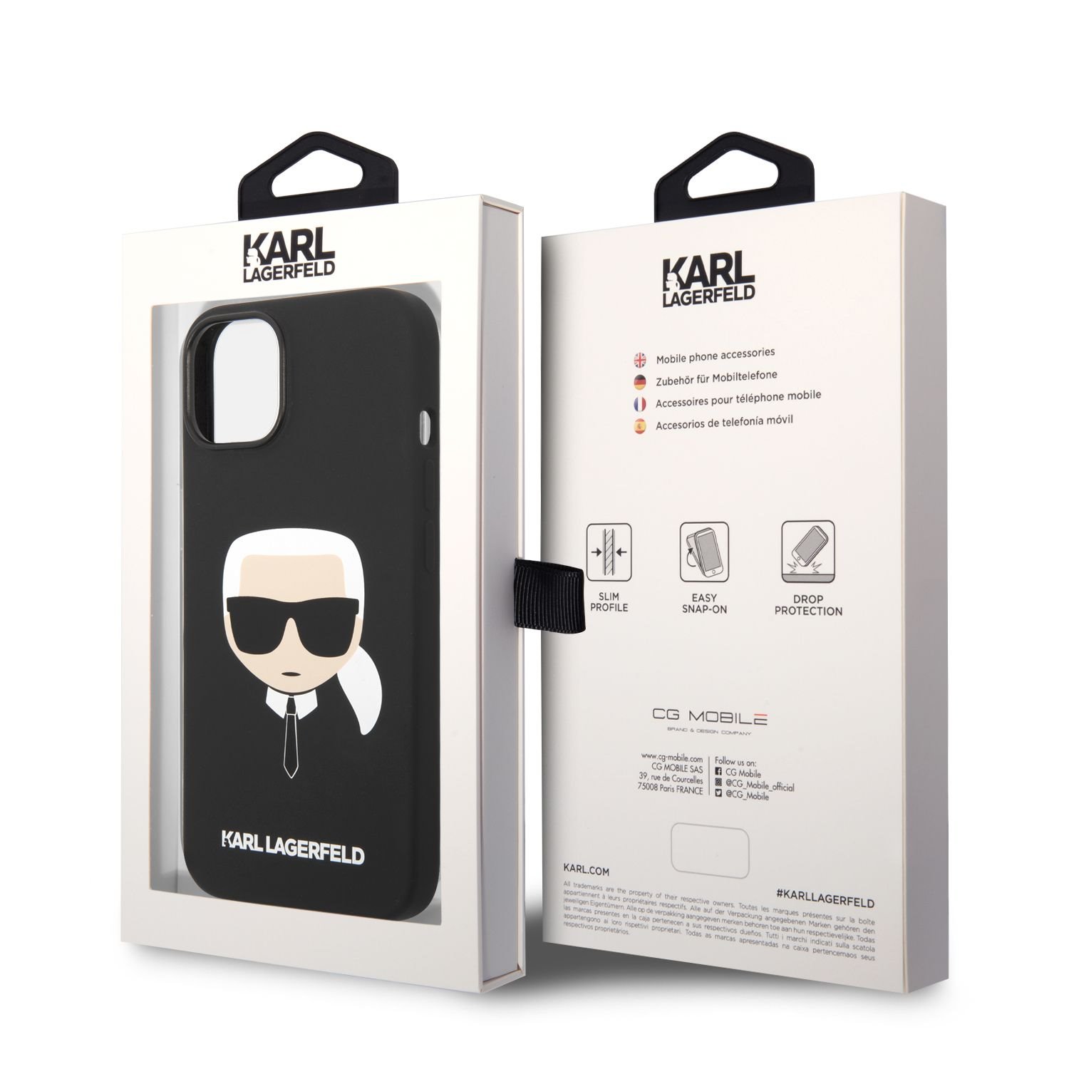 Karl Lagerfeld MagSafe Kompatibilní Kryt Liquid Silicone Karl Head pro iPhone 14 Plus Black