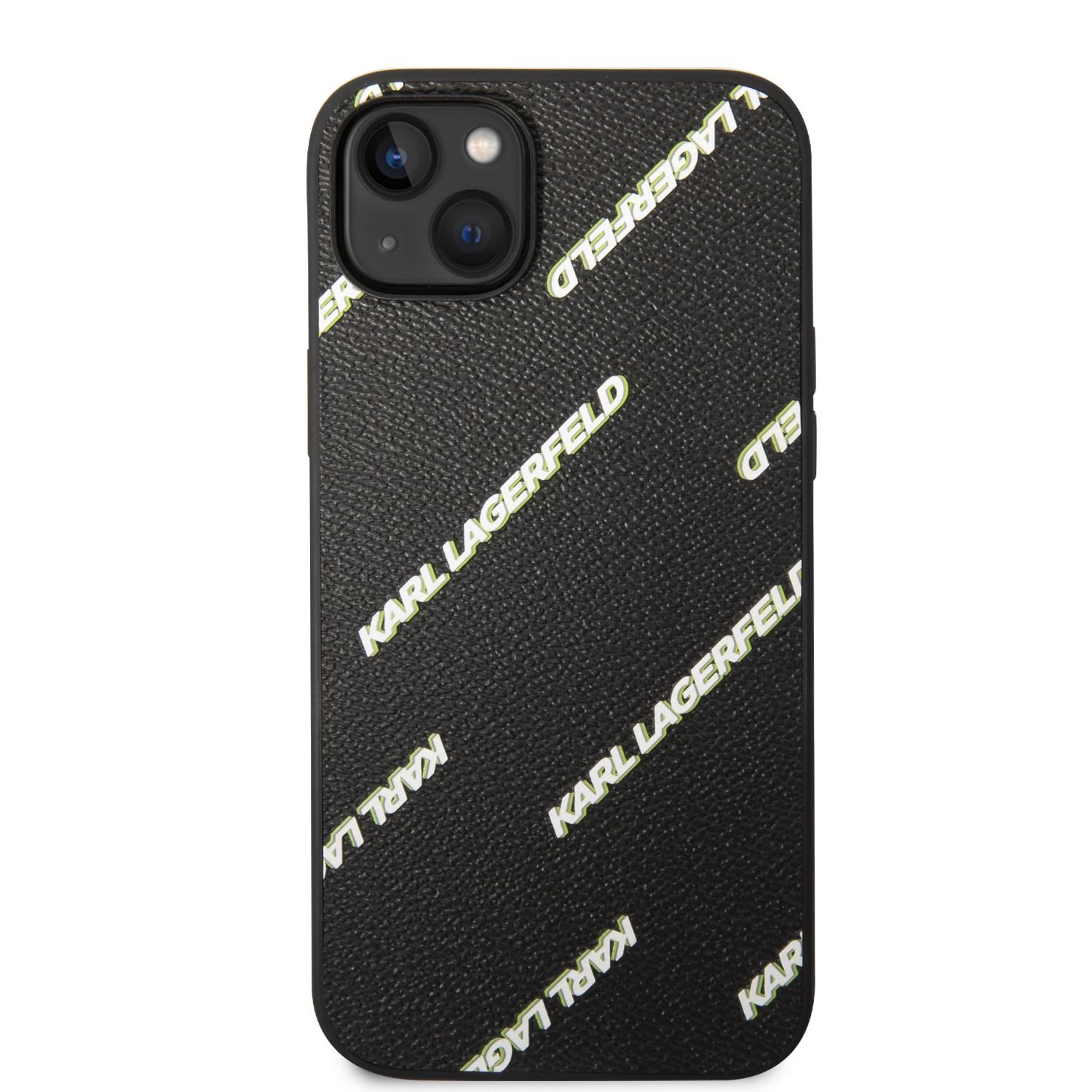 Karl Lagerfeld PU Grained Leather Logomania Zadní Kryt pro iPhone 14 Plus Black