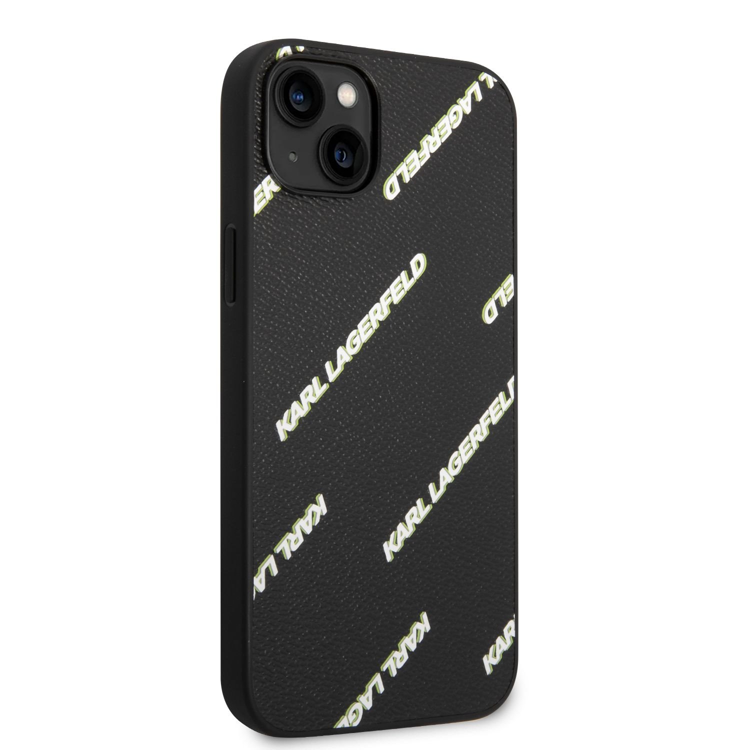 Karl Lagerfeld PU Grained Leather Logomania Zadní Kryt pro iPhone 14 Plus Black