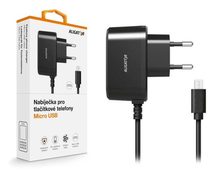 Aligator nabíječka s MicroUSB konektorem černá