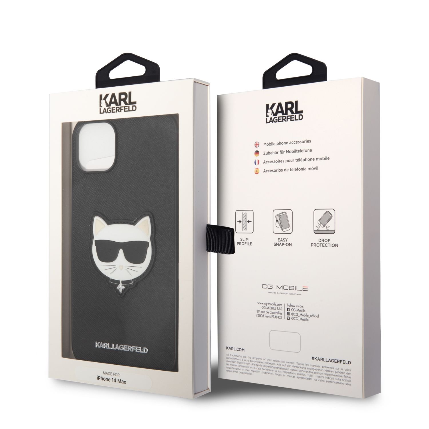 Karl Lagerfeld PU Saffiano Choupette Head Zadní Kryt pro iPhone 14 Plus Black