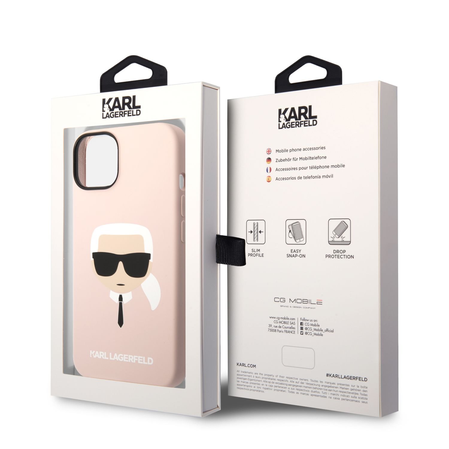 Karl Lagerfeld Liquid Silicone Karl Head Zadní Kryt pro iPhone 14 Plus Pink