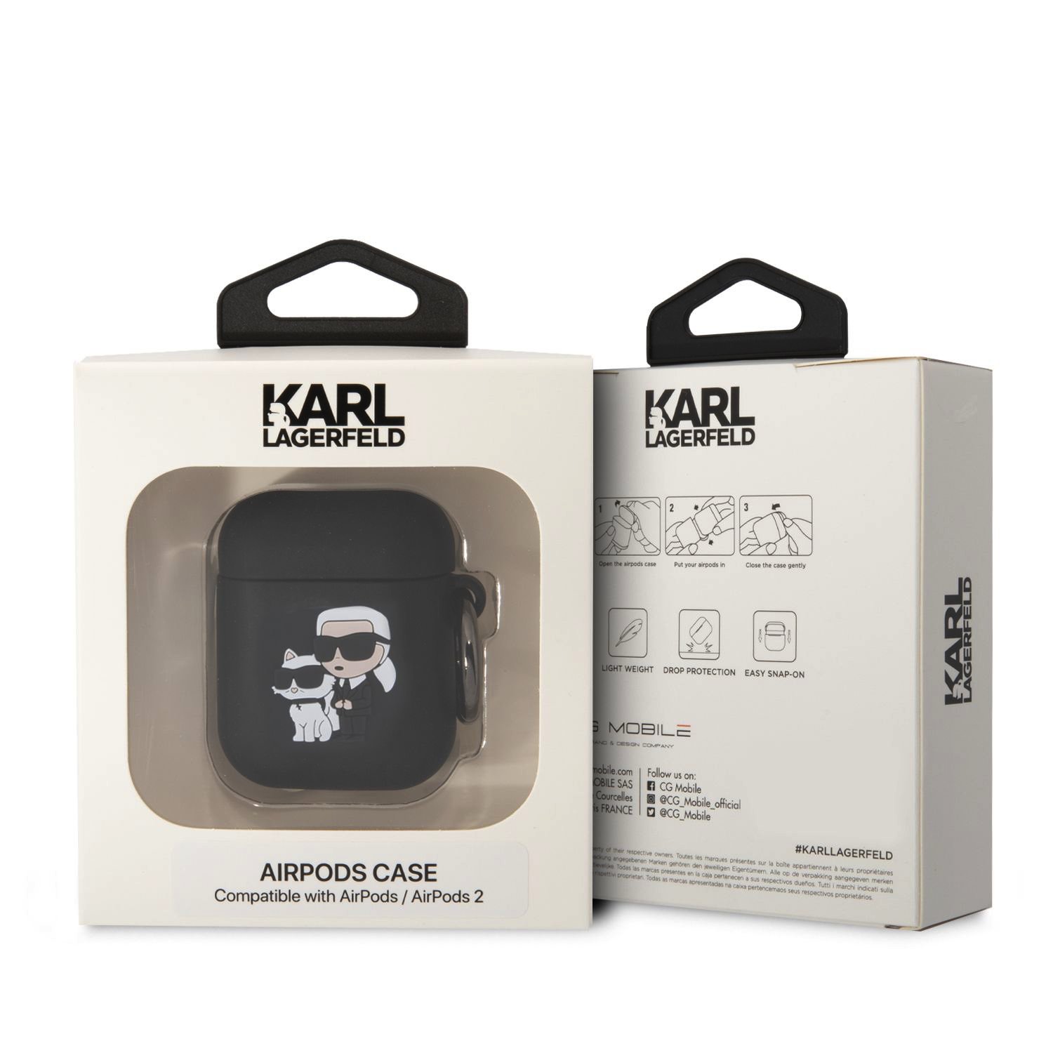 Karl Lagerfeld 3D Logo NFT Karl and Choupette Silikonové Pouzdro pro AirPods 1/2 Black