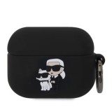 Silikonové pouzdro Karl Lagerfeld 3D Logo NFT Karl and Choupette pro AirPods Pro, černá