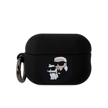 Silikonové pouzdro Karl Lagerfeld 3D Logo NFT Karl and Choupette pro AirPods Pro 2, černá