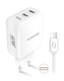 Chytrá síťová nabíječka ALIGATOR, Power Delivery 40W, 2xUSB-C, USB-C/USB-C kabel, bílá