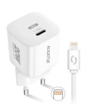 Chytrá síťová nabíječka ALIGATOR Mini, Power Delivery 20W, USB-C/Lightning kabel, bílá