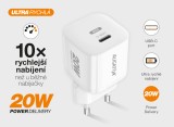 Chytrá síťová nabíječka ALIGATOR Mini, Power Delivery 20W, USB-C/Lightning kabel, bílá