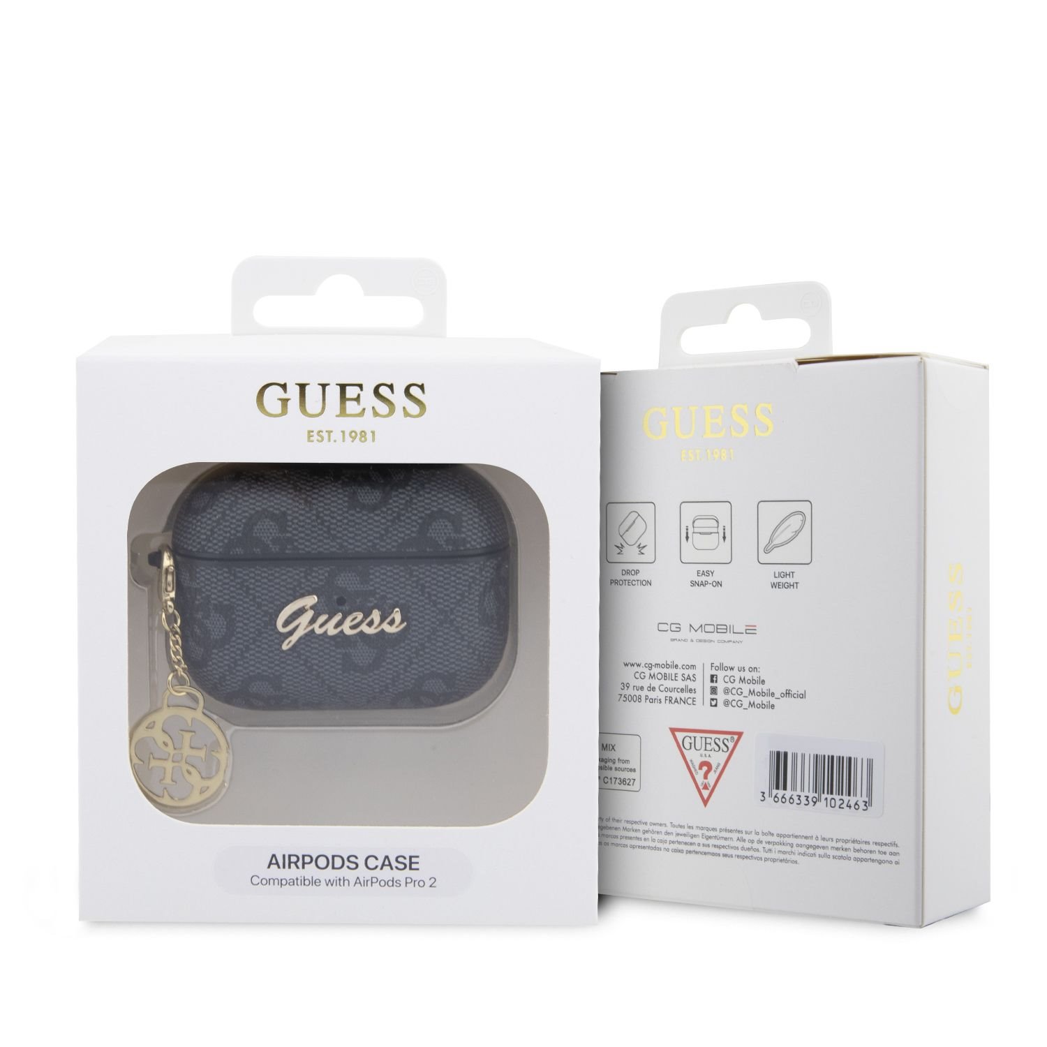 Guess 4G Script PC/PU Charm Pouzdro pro AirPods Pro 2 Black