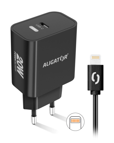 Aligator PD 20W rychlá nabíječka USB-C s kabelem USB-C/Lightning černá